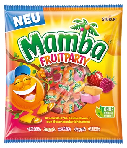 Mamba Fruitparty (1 x 290 g) – Leckere Kaubonbons in fünf fruchtigen Geschmacksrichtungen – Fruchtgummi Mix einzeln verpackt und ideal zum Teilen von Mamba