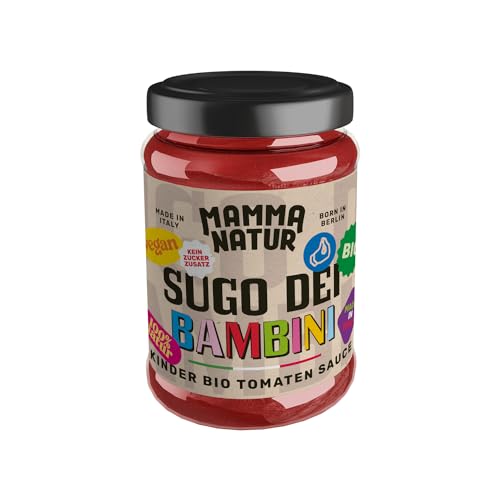 Mamma Natur | Bio Sugo Dei Bambini | Kinder Tomatensauce | Speziell für Kinder | Milder Geschmack | Frei von künstlichen Zusätzen | Für Pasta und Pizza | 280 g von Mamma Natur