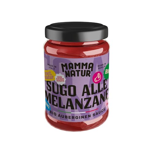 Mamma Natur | Bio Sugo mit Aubergine | Pastasauce | Fruchtiger Geschmack | Hochwertige Bio Zutaten | Mit frischen Auberginestückchen | Italienische Rezeptur | Vegan | 2 x 280 g von Mamma Natur