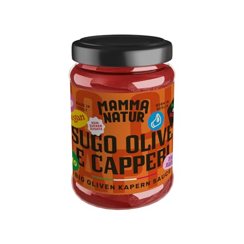 Mamma Natur | Bio Sugo mit Olive & Kapern | Pastasauce | Natürlicher Geschmack | Hochwertige Bio Zutaten | Mit frischen Oliven und Kapern | Italienische Rezeptur | Vegan | 280 g (1) von Mamma Natur