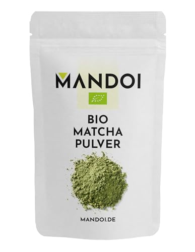 Mandoi BIO Matcha Pulver 200g, Matchapulver, Green tea powder. Grünteepulver ideal für Smoothies, Shakes oder zum backen von Mandoi