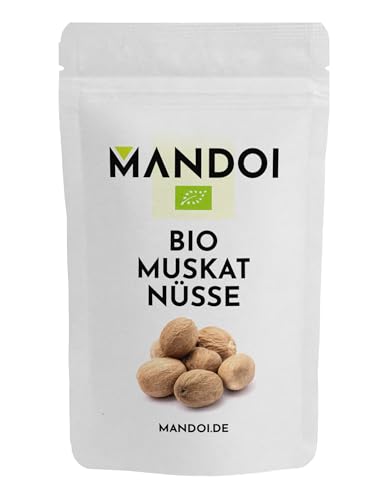 Mandoi BIO Muskatnuss 25g, Muskat Nuss ganz aus kontrolliert biologischem Anbau. Muskatnüsse sehr aromatisch, organic nutmeg von Mandoi