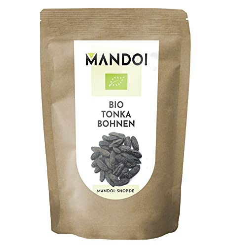 Mandoi BIO Tonkabohne ganz, 10 Stück. Premium BIO Tonkabohnen aus Brasilien. Tonka Bohne Gin Gewürze von Mandoi