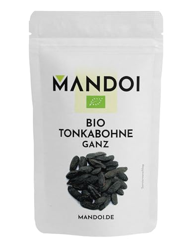 Mandoi BIO Tonkabohne ganz, 10 Stück. Premium BIO Tonkabohnen aus Brasilien. Tonka Bohne Gin Gewürze von Mandoi