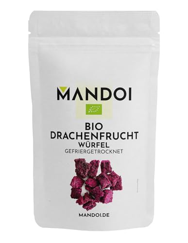 Mandoi Bio Drachenfrucht Stücke 100g, Gefriergetrocknet Pink - 100% Natur, ohne Zusätze. Leckerer Snack. Dragon fruit von Mandoi