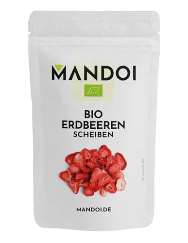 Mandoi Bio Erdbeeren gefriergetrocknet, Knackig-fruchtiger Genuss - Natürlicher Snack ohne Zusatzstoffe 100g von Mandoi