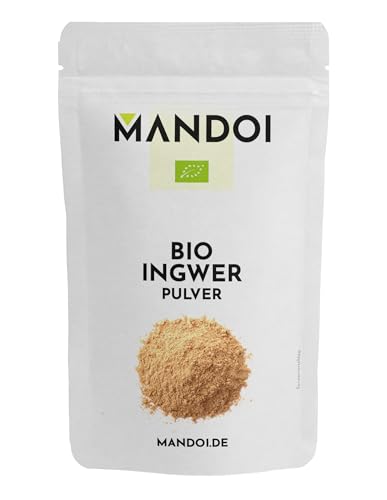 Mandoi Bio Ingwer Pulver 1KG, hochwertiges Ingwerpulver von der Ingwerwurzel aus biologischem Anbau. Ingwertee von Mandoi