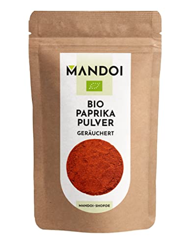Mandoi Bio Paprika Pulver geräuchert, 200g Smoked Paprikapulver zum BBQ, Grillen, Pommes, Gemüse von Mandoi