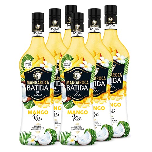 Mangaroca Batida Mango Kiss Limited Edition (6 x 0,7 l) - aromatischer Kokoslikör verfeinert mit dem exotisch-süßen Geschmack von reifen Mangos von Mangaroca Batida