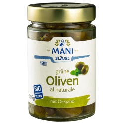 Grüne Oliven al naturale mit Stein, geölt von Mani Bläuel