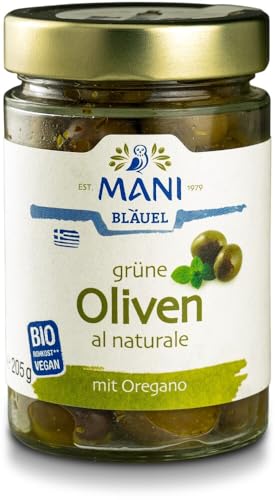 MANI Grüne Oliven al naturale, bio, NL Fair 12 x 205 gr von Mani Bläuel