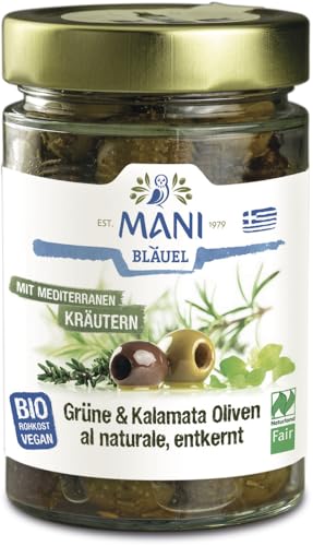 MANI Grüne & Kalamata Oliven al naturale, Kräuter 1 x 175 gr von Mani Bläuel