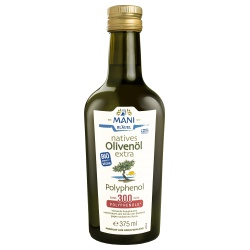 Olivenöl mit 300 mg/kg Polyphenolen, nativ extra von Mani Bläuel
