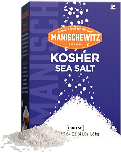 Manischewitz Natürliches koscheres Salz (1,8 kg Box) | EZ-Pour-Ausgießer | 100% grobes Meersalz aus Sizilien Italien | Jodfrei | Keine Zusatzstoffe oder Füllstoffe | Salzmühle Nachfüllung | 25% mehr von Manischewitz