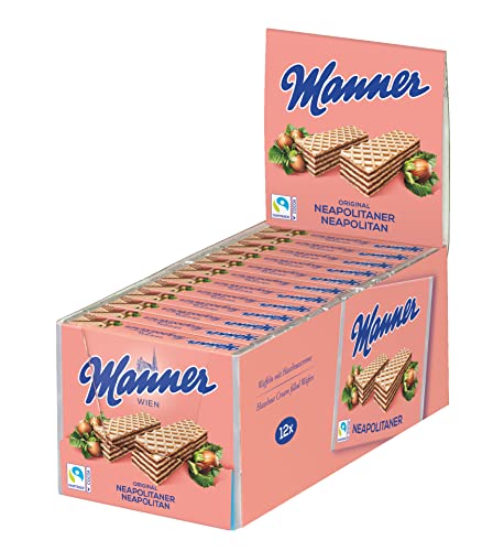 Manner Neapolitaner | vegane knusprige Waffeln mit Haselnusscreme | 12er Pack (12 x 75 g) von Manner WIEN