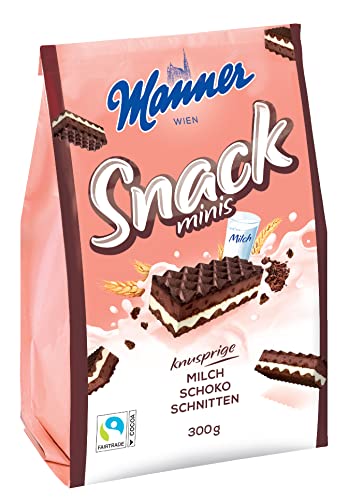 Manner Snack Mini Milch-Schokolade | schokolade Knuspergenuss für Zwischendurch | 1er Pack (1 x 300 g) von Manner WIEN