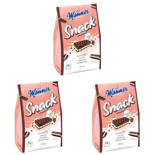 Manner Snack Mini Milch-Schokolade | schokolade Knuspergenuss für Zwischendurch | 3er Pack (1 x 300 g) von Manner WIEN