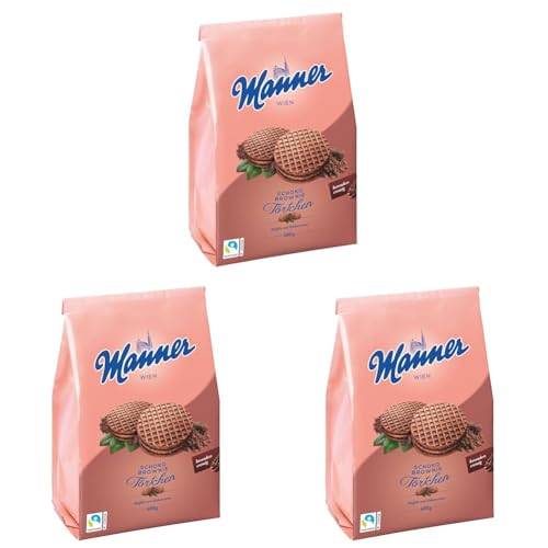 Manner Törtchen | knusprige kakao Kekse mit Schoko Brownie Füllung | 3er Pack (400 g) von Manner WIEN