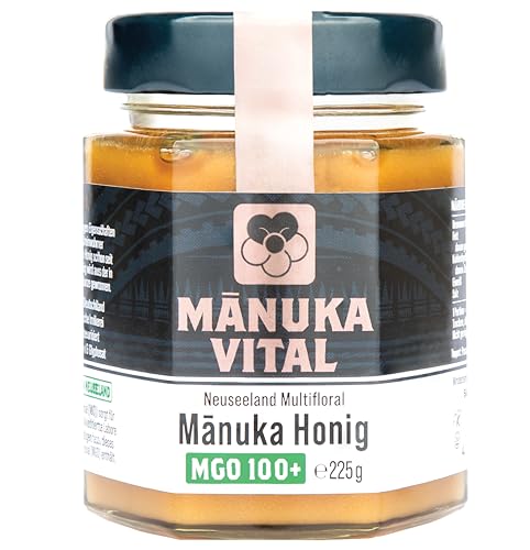 Manuka Vital MGO 100+ (225g) - Laborgeprüfter & Zertifizierter Manuka Honig 100 + | In Neuseeland geerntet, abgefüllt und versiegelt | 100% Natürlich | Original von Manuka Vital