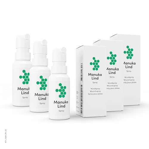 ManukaLind Wundheilspray mit antibakteriellem Manuka-Honig (MGO 514+), für alle Phasen der Wundheilung, viele Wundarten und Hautirritationen, Fördert die Heilung schwerwiegender Wunden, 3 x 30ml von ManukaLind