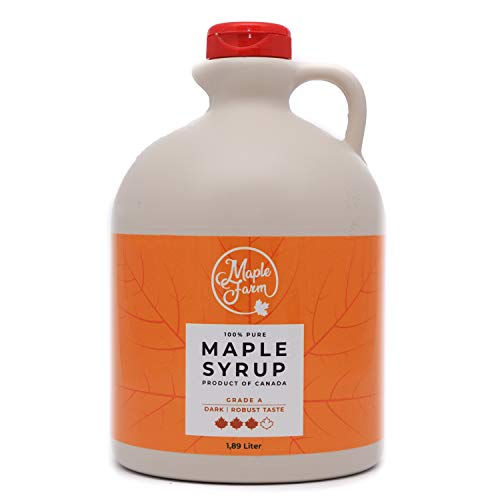 MapleFarm - Reiner kanadischer Ahornsirup Dark Klasse A, Dunkel - Kräftiger Geschmack - Karaffe 1,89 l (1er Pack) - Pure maple syrup - Ahornsaft von MapleFarm