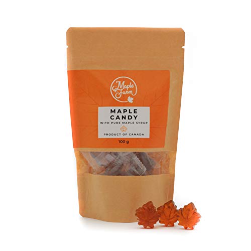 MapleFarm - Ahornsirup-Bonbons - Maple syrup candy - Blätterförmige Bonbons - Nettogewicht 100g von MapleFarm