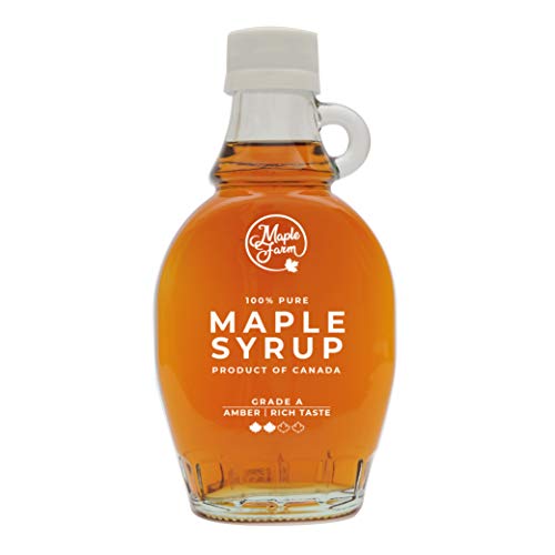 MapleFarm - Reiner kanadischer Ahornsirup Amber Klasse A Bernsteinfarbener reichhaltiger Geschmack - Flasche 189 ml (250 g) - maple syrup - Ahornsaft von MapleFarm