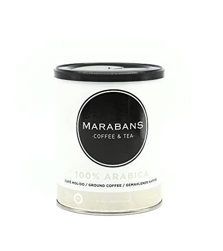 Marabans 100% Arabica gemahlener Kaffee. Jar von 250 Gramm. 100% brasilianischer Kaffee. Mittlere Röstung. von Marabans Coffee & Tea