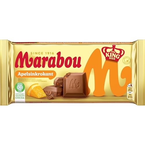 Marabou Apelsin Krokant Schokolade 14 x 220 g – zartschmelzende Milchschokolade mit knusprigen Orangengeschmack, Cornflakes und Mandelkaramell – Apfelsine Krokant von Marabou