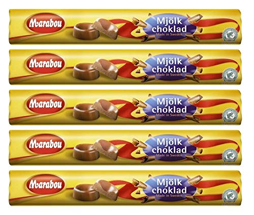 Marabou Mjölkchoklad - Original Schwedisch Milchschokolade Rolle 74g x 5 Stück von Marabou