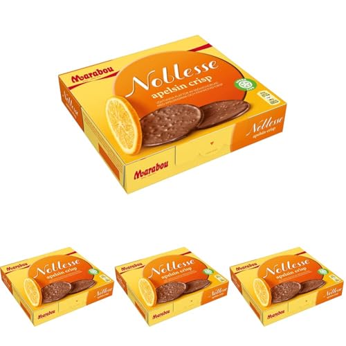 Marabou Noblesse Orange, zarte Marabou-Schokolade trifft auf Knusper-Mais, Vollmilchschokolade mit Orange ideal auch zum Dekorieren von Kuchen und Torten, 1 x 150 g (Packung mit 4) von Marabou