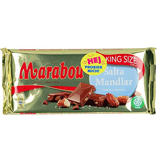 Marabou Salta Mandlar 220g - Milk Chocolate with Toasted, caramelized, Salted Almond Pieces von Marabou