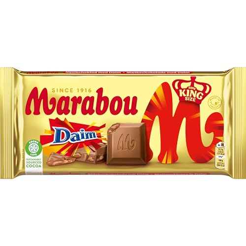 Marabou Schokolade Daim (220 g) – zartschmelzende Milchschokolade mit feinen Daim Mandelkaramellstückchen – einzigartige schwedische Süßigkeit von Marabou