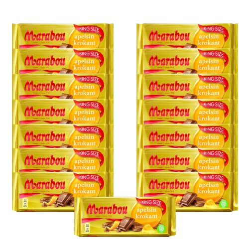 Marabou apelsin krokant Schokolade 15 x 250 g – zartschmelzende Milchschokolade mit knuspriger Orange – einzigartig leckere schwedische Süßigkeit – Orange von Marabou