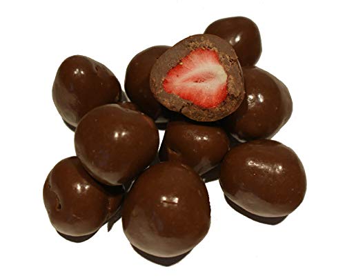 Schoko Erdbeeren, gefriergetrocknete Erdbeeren in zarter Vollmilchschokolade, intensiv aromatischer knabber Snack aus der Natur, leckere Erdbeere in knackiger Schokolade, Schoko Früchte, 250g von Maracus Fancy Fruits