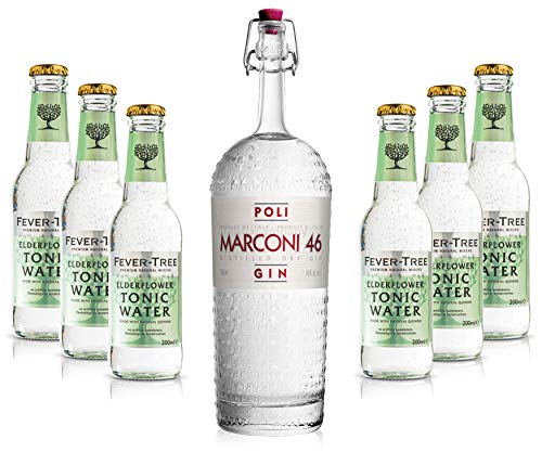 Gin Tonic Set - Marconi 46 Gin 0,7l 700ml (46% Vol) + 6x Fever Tree Elderflower Tonic Water 200ml inkl. Pfand MEHRWEG von Marconi-Marconi