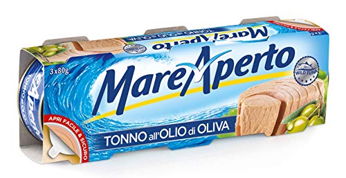 Mare Aperto Tonno all'olio di oliva Thunfisch in Olivenöl Thunfisch konserven wilder Thunfisch ( 3 x 80g ) von Mare Aperto