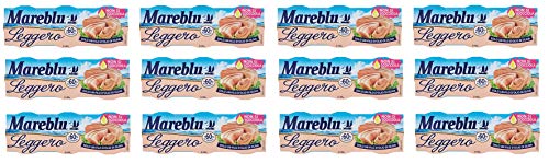 12x Mareblu Tonno Leggero Thunfisch mit etwas Olivenöl -60% Fett Thunfisch konserven ( 3 x 60g ) von Mareblu