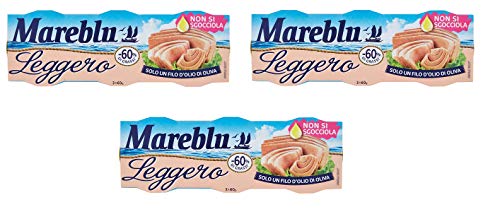 3x Mareblu Tonno Leggero Thunfisch mit etwas Olivenöl -60% Fett Thunfisch konserven ( 3 x 60g ) von Mareblu