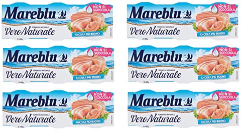 6x Mareblu Vero Naturale Tonno al Naturale natürlicher Thunfisch ( 3 x 60g ) Thunfisch konserven von Mareblu