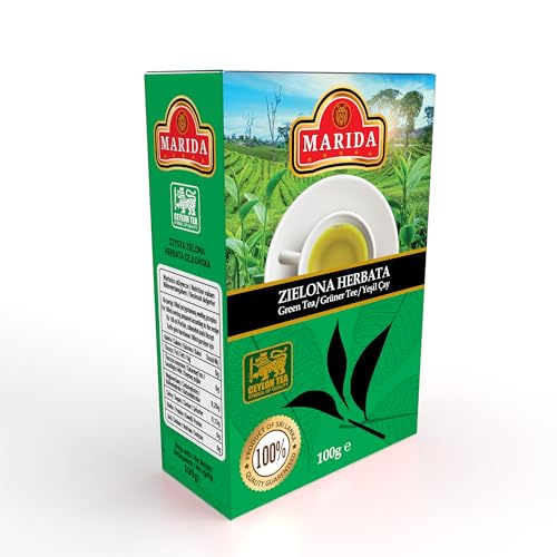 Marida Grüner Blatttee - Reiner, Natürlich Aromatischer Tee - Ausgewählte Blätter - Ideal für Jeden Tag - 100g - 48er-Pack von Marida