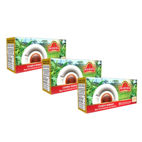 Marida Schwarzer Teebeutel - Natürliches Aroma - Hochwertige Qualität - Entspannender Genuss für Jeden Tag - 25 Beutel - 3er-Pack von Marida