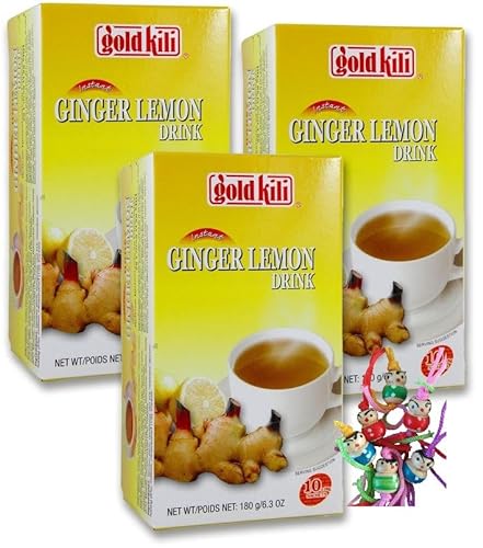 yoaxia ® - 3er Pack - [ 3x 180g (10x18g) ] GOLD KILI Instant INGWER ZITRONEGETRÄNK/Ginger Lemon Drink + ein kleiner Glücksanhänger gratis von Yoaxia