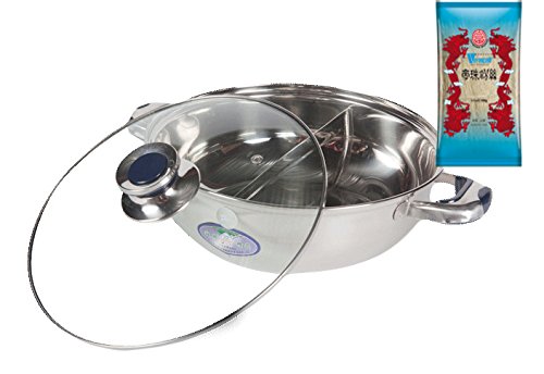 yoaxia ® - [ Ø 32cm ] HOT POT Topf mit 2 Kammern / Feuertopf / Fondue / Shabu Shabu + 1x [ 100g ] DIAMOND BRAND Longkou Vermicelli / Glasnudeln gratis von Marke: yoaxia