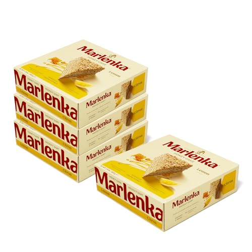 MARLENKA® 3+1 Zitronen-Honigkuchen 4 x 800 g | Tschechischer Kuchen für Desserts und Geschenksets | Leckere Honigkuchen Geschenkbox | Honey Cake für besondere Anlässe von Marlenka