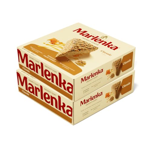 MARLENKA® Duopack Honigkuchen mit Walnüssen 2 x 800 g | Tschechischer Kuchen für Desserts und Geschenksets | Leckere Honigkuchen Geschenkbox | Honey Cake für besondere Anlässe von Marlenka