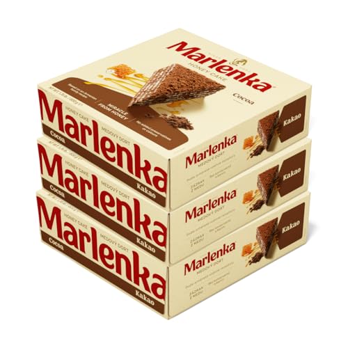 MARLENKA® Tripack Honigkuchen mit Kakao 3 x 800 g | Tschechischer Kuchen für Desserts und Geschenksets | Leckere Honigkuchen Geschenkbox | Honey Cake für besondere Anlässe von Marlenka