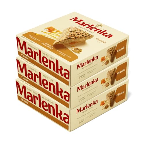 MARLENKA® Tripack Honigkuchen mit Walnüssen 3 x 800 g | Tschechischer Kuchen für Desserts und Geschenksets | Leckere Honigkuchen Geschenkbox | Honey Cake für besondere Anlässe von Marlenka