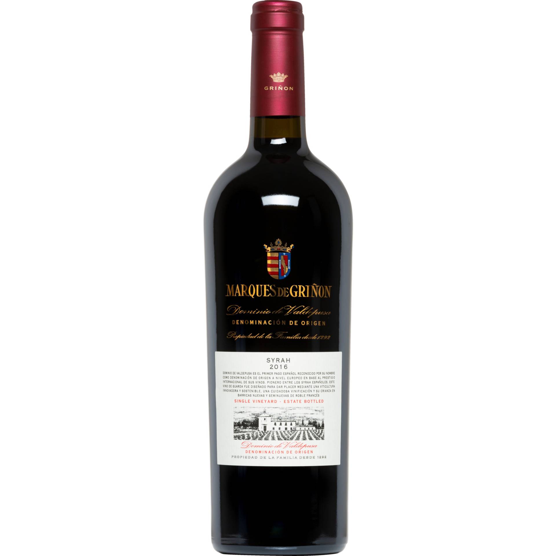 Marqués de Griñón Dominio de Valdepusa Syrah, Vino de Pago Dominio de Valdepusa, Dominio de Valdepusa, 2018, Rotwein von Marqués de Griñón Family Estates - Finca Casa de Vacas, 45692 Malpica de Tajo (Toledo), Spanien