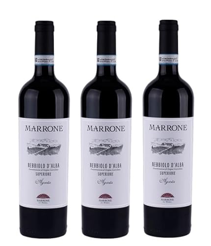 3x 0,75l - 2020er - Marrone - Agrestis - Nebbiolo d'Alba Superiore D.O.P. - Piemonte - Italien - Rotwein trocken von Marrone